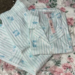 Victoria's Secret Aqua Striped Pajama Set